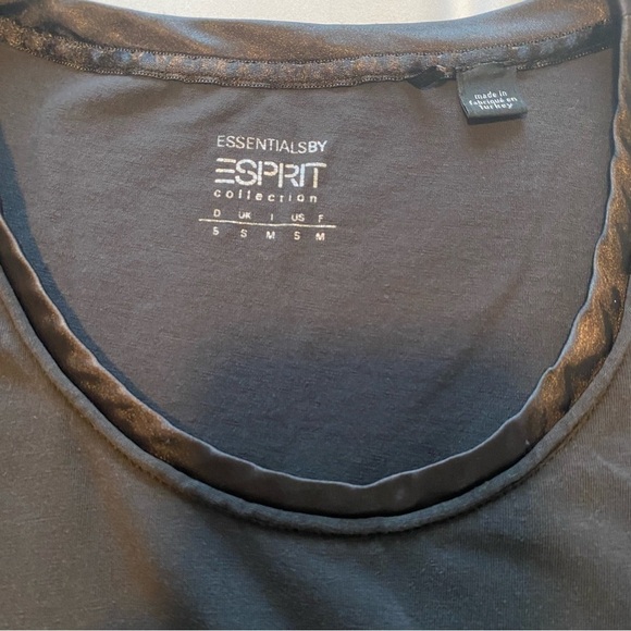 ESPRIT collection Long sleeve brown top crew neck satin trim size Small - Picture 8 of 9
